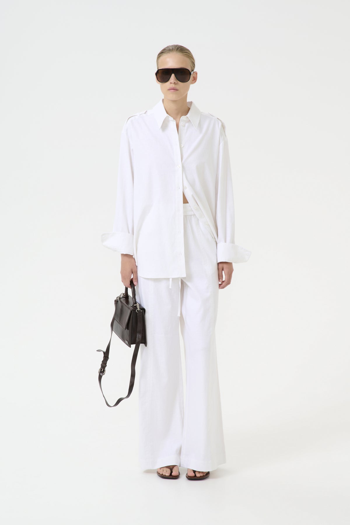 GZizza linen MW pants Bright White - 10910517
