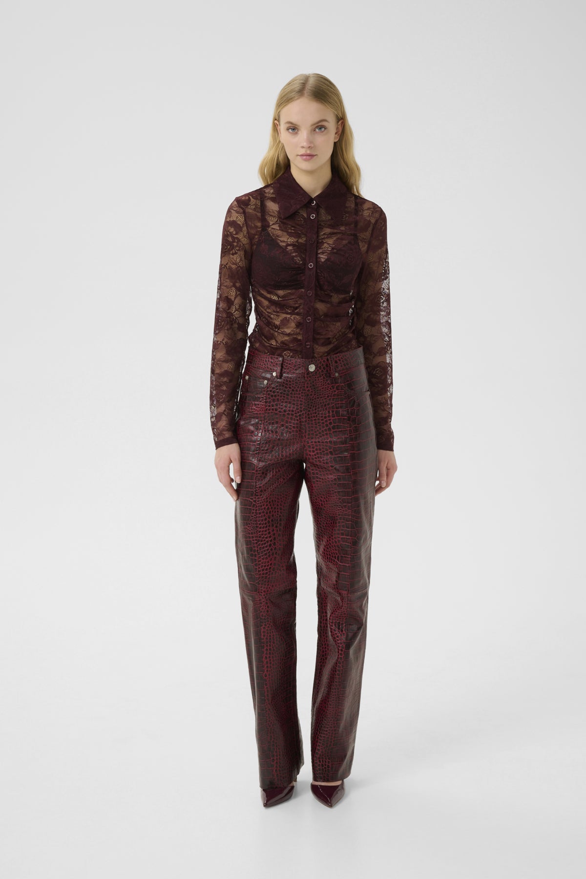 GZbasilia c HW straight pants Croco Aronia - 10910742