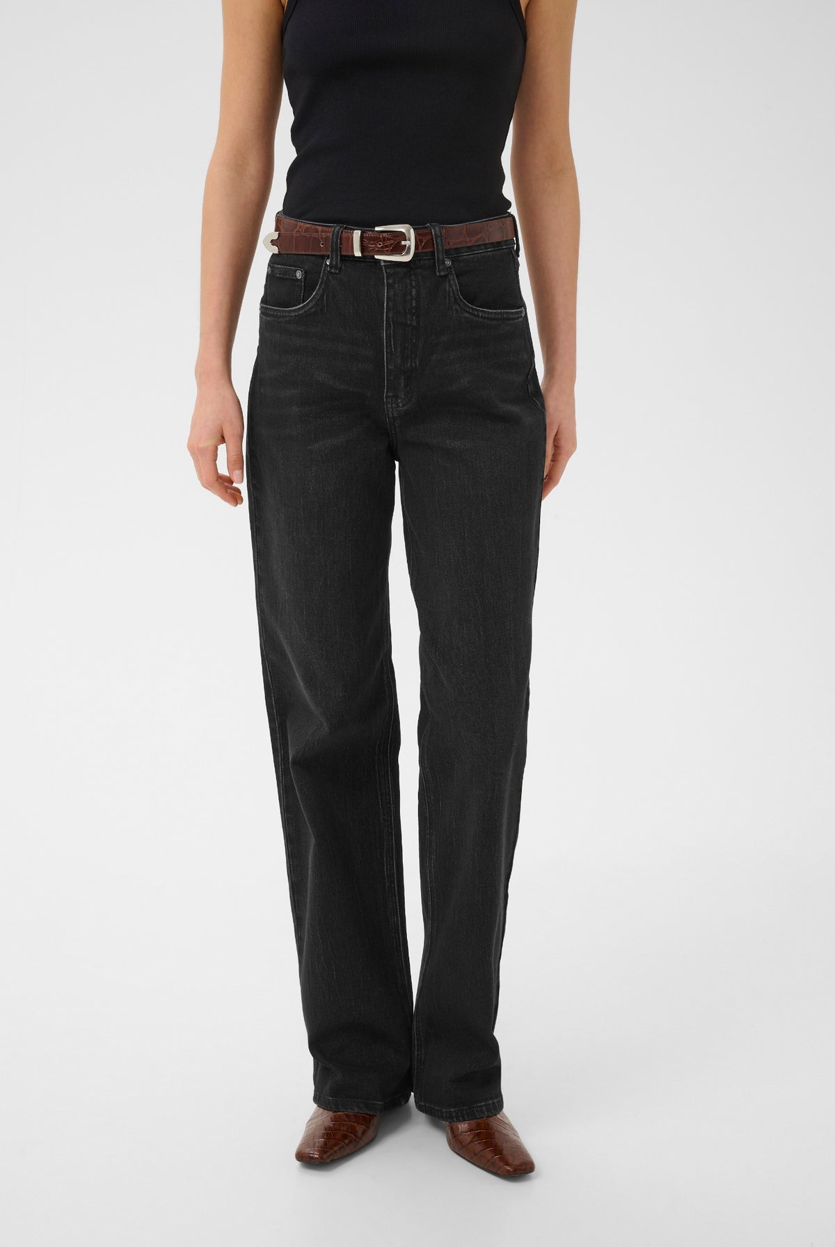 GZjade HW straight jeans NOOS Tvättad mörk svart - 100617 - 10910808