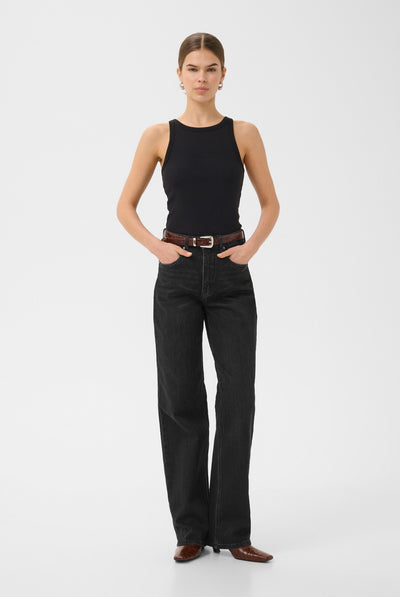 GZjade HW straight jeans NOOS Tvättad mörk svart - 100617 - 10910808 Thumbnail
