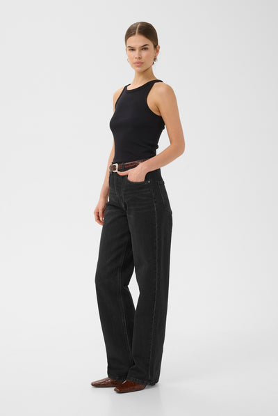 GZjade HW straight jeans NOOS Tvättad mörk svart - 100617 - 10910808 Thumbnail