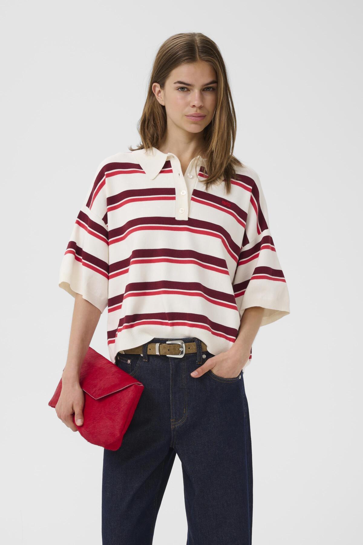 GZtaia ss polo pullover Egret/Cabernet/Poinsettia - 10 - 10910933