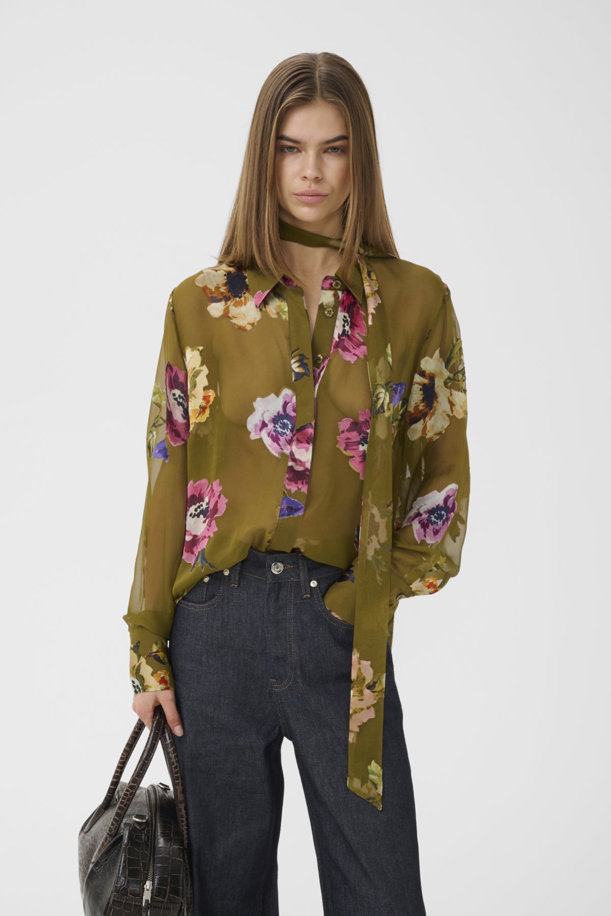 GZdarcia P-shirt Olivgrön blomma - 109853 - 10911450