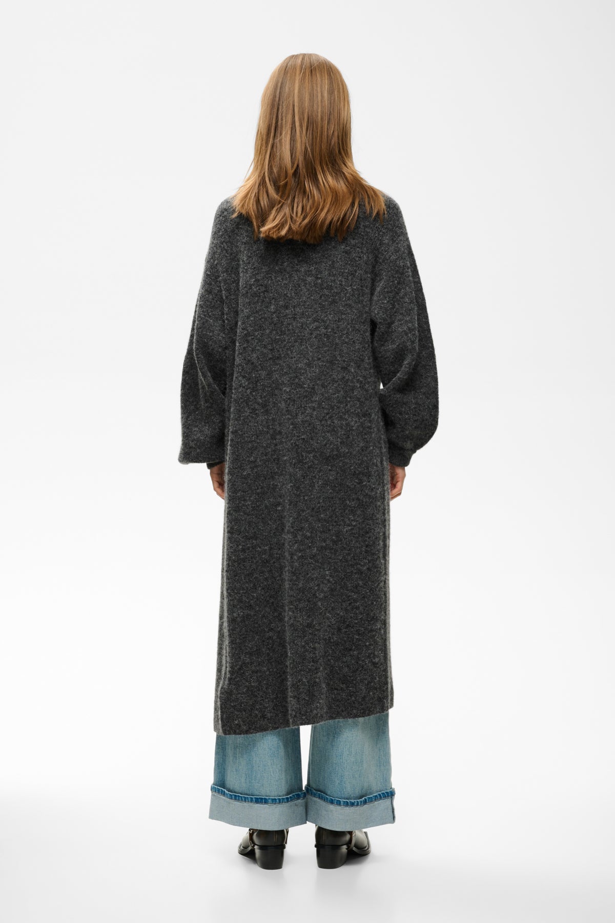 GZalpha lång kofta Charcoal melange - 106286 - 10911812