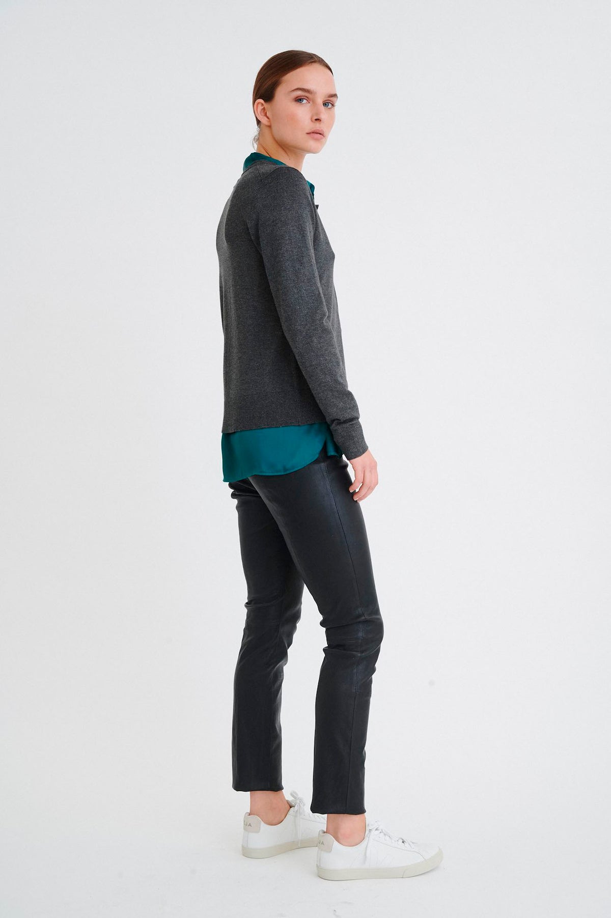 Rita Cardigan Mörkgråmelerad - 30100784