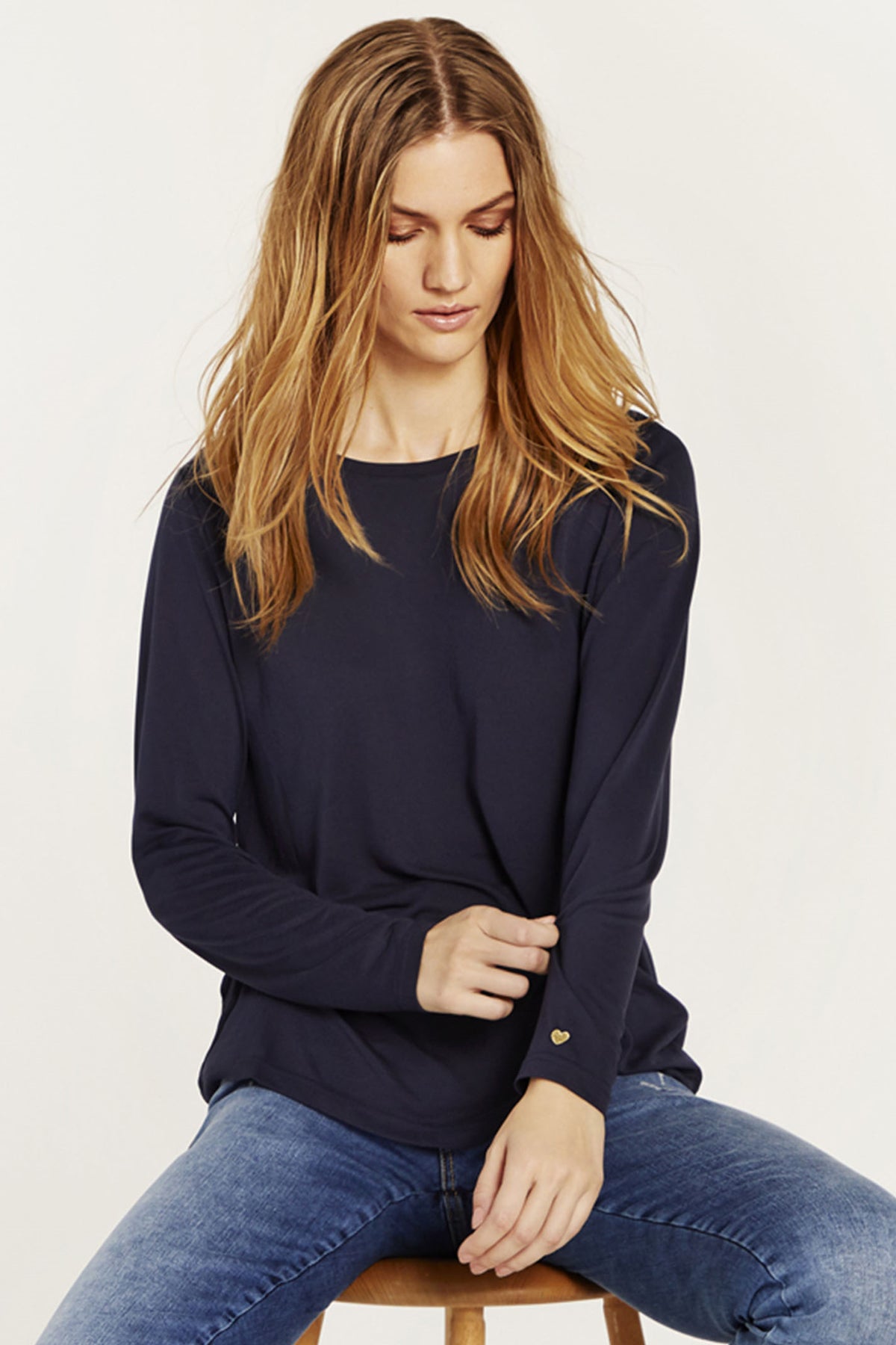 Nina t-shirt långärmad marinblå - 14556
