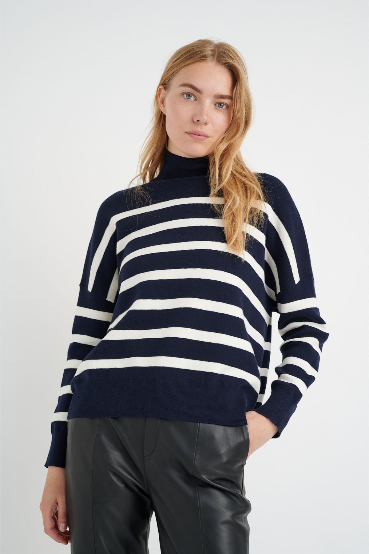 TenleyIW Turtleneck Pullover Blå / Vit - 30106490