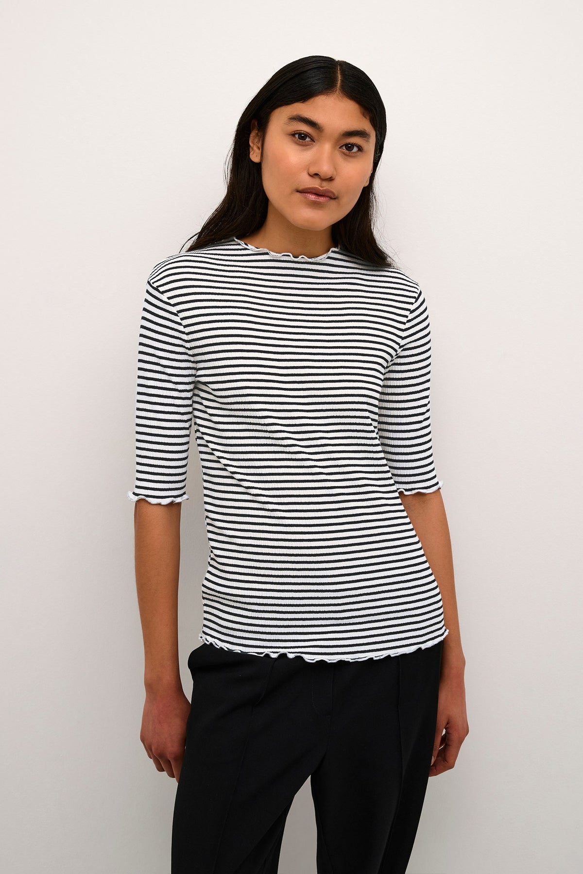 CandaceKB Stripe SS Egret/Meteorite Stripe - 10103631