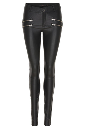 Stretchjeans med fickor med dragkedja Svarta m. silverdetaljer - 10642-new