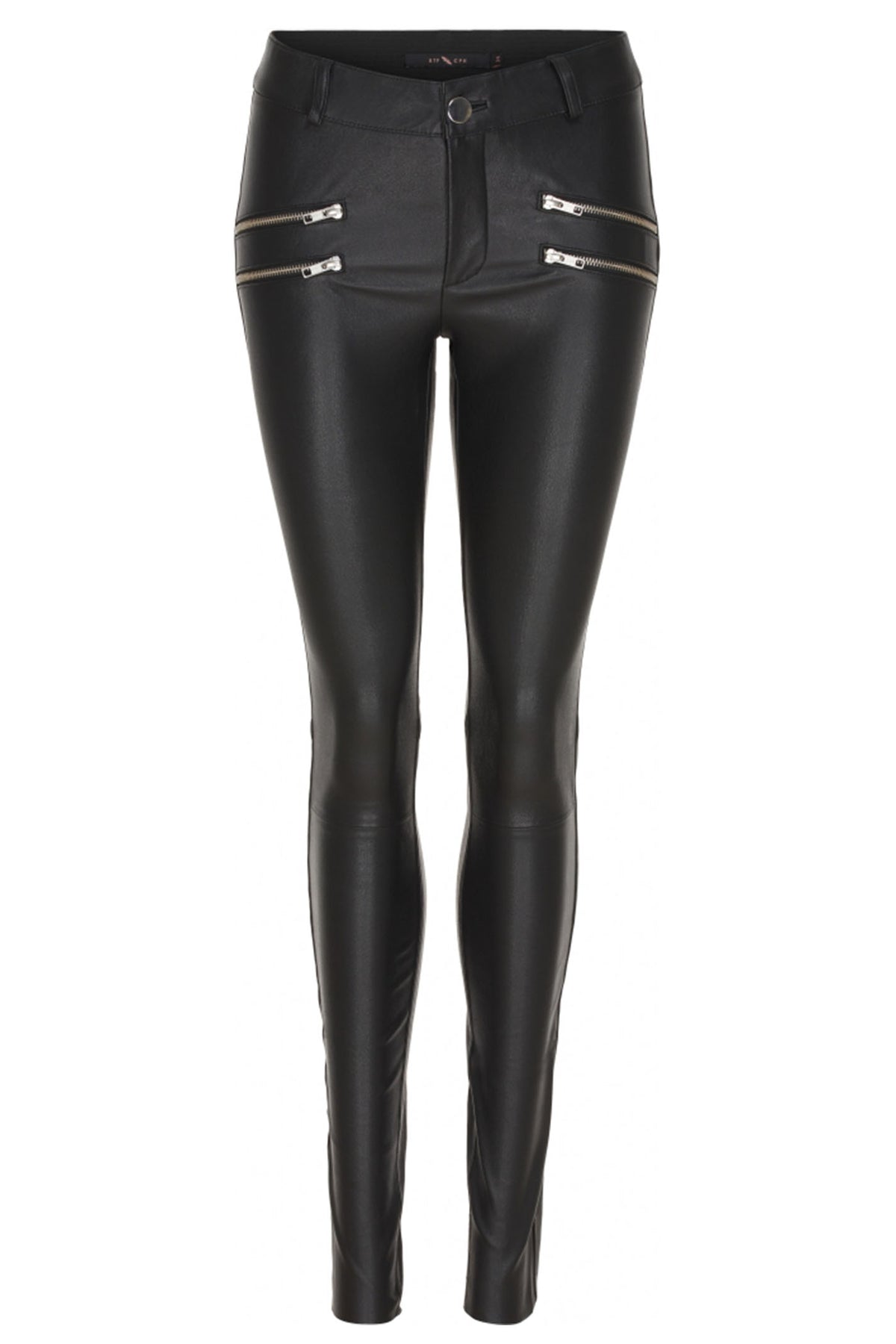Stretchjeans med fickor med dragkedja Svarta m. silverdetaljer - 10642-new