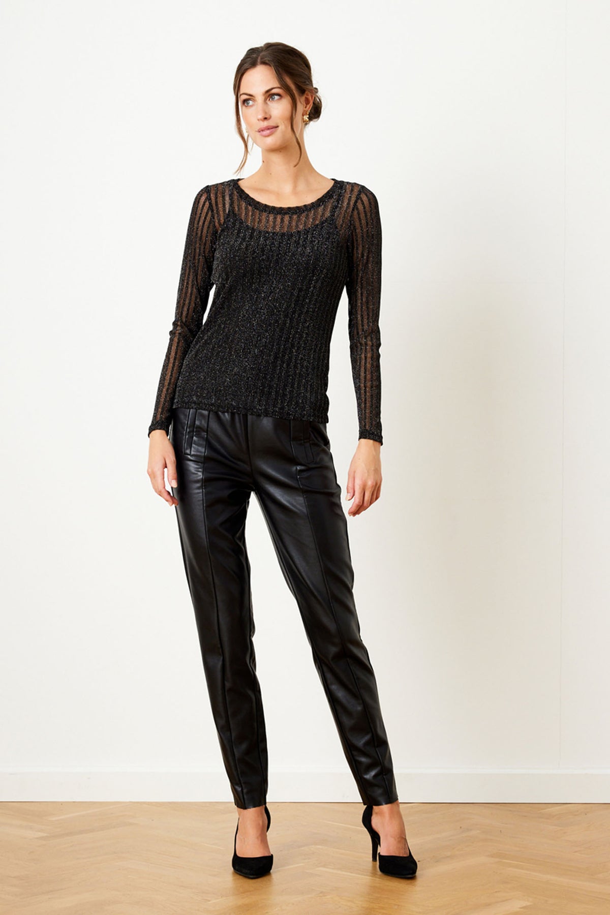 Giana mesh-blus SVART - 15408