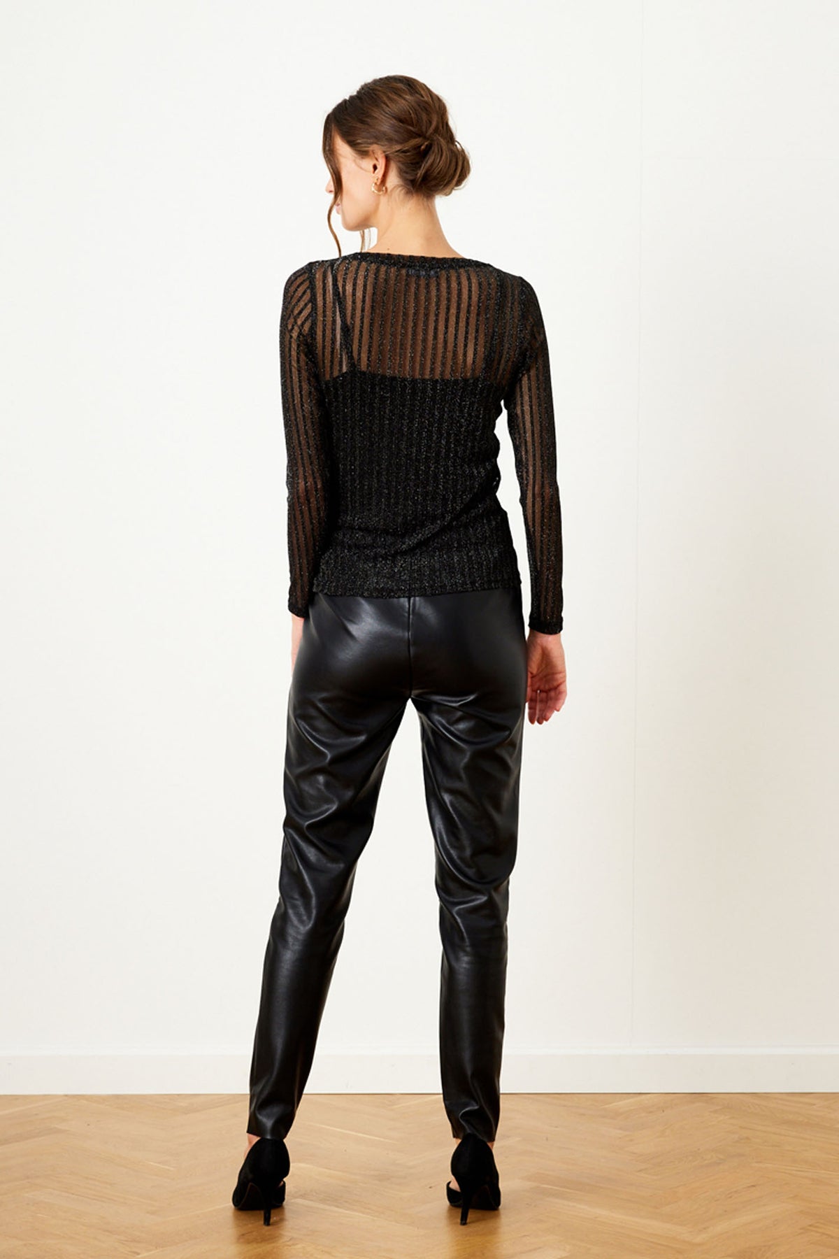 Giana mesh-blus SVART - 15408