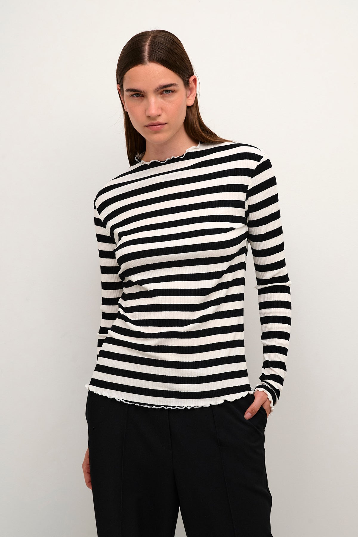 CandaceKB Big Stripe LS Egret/Meteorite Stripe - 10104638