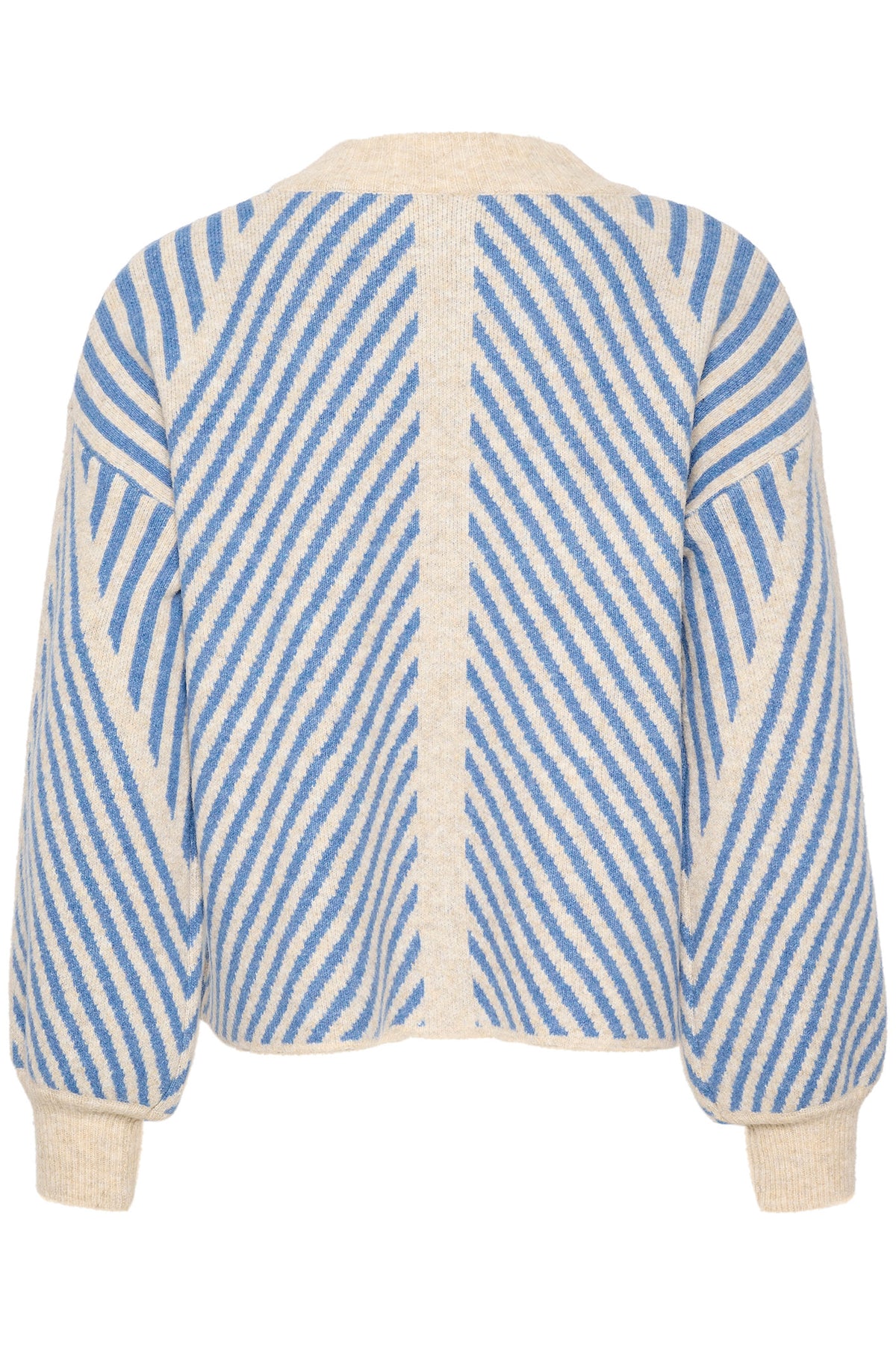 KAvera Stickad Tröja Beige/Kornblå Randig - 10507817
