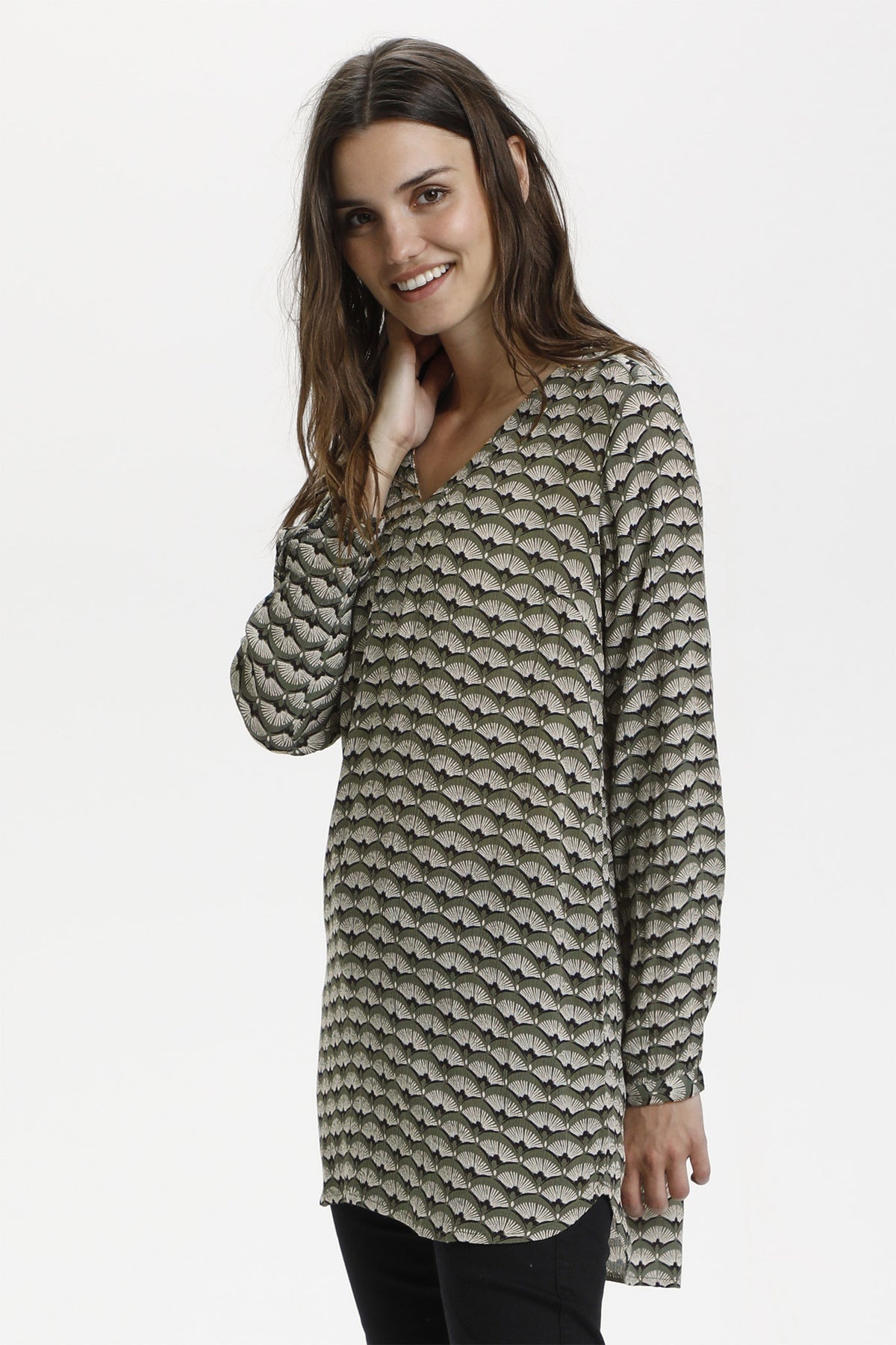 KAbellen Amber Tunic Grape Leaf Fan Print - 10505374