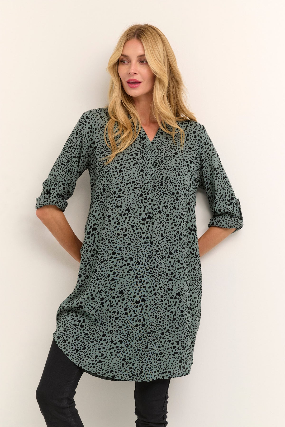 KAmarana Skjortklänning Balsam Green/Black Leo - 10551803
