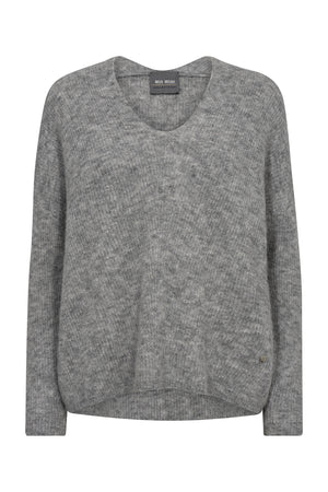 MMThora V-Neck Knit Gråmelerad - 153900