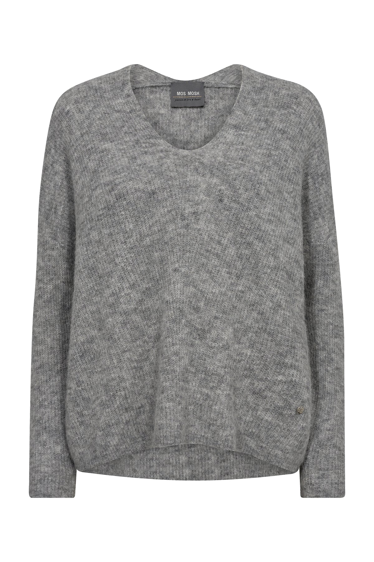 MMThora V-Neck Knit Gråmelerad - 153900