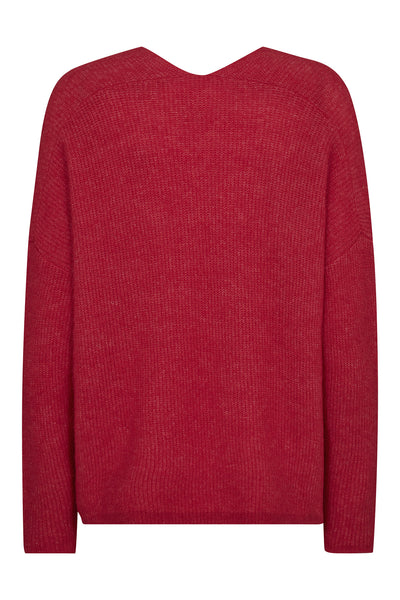 MMThora V-Neck Knit Chinese Red - 153900 Thumbnail