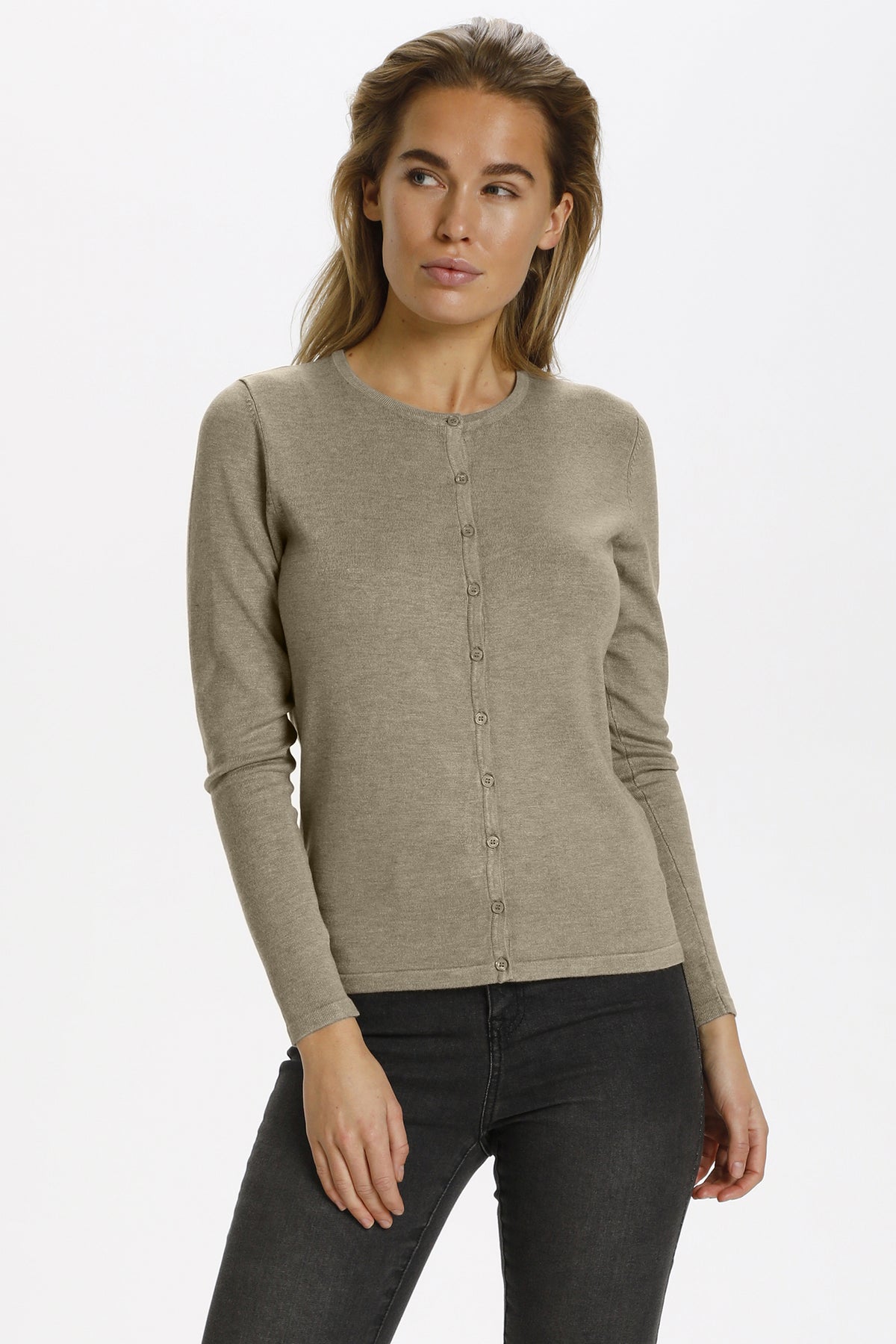 A8661, MilaSZ R-Neck Cardigan Atmos Melange - 30500005