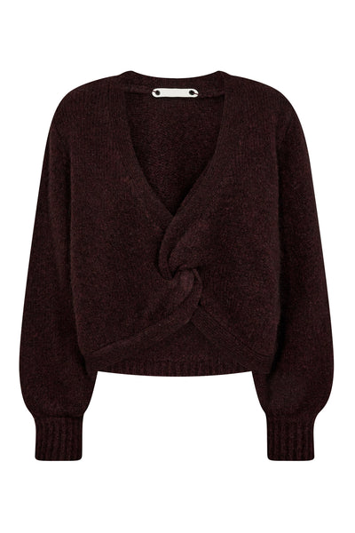 CozyCC Twist Back Knit 87-Vinröd - 32127 Thumbnail