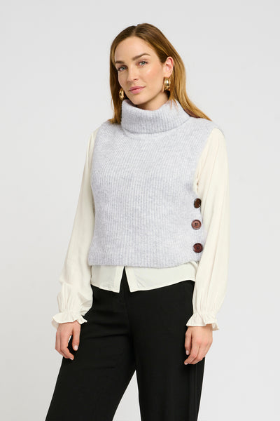 CRStarfi Short Knit Slipover Ljusgråmelerad - 10609134 Thumbnail