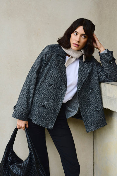 KAfabiola Short Jacket Black/Grey Check - 10508951 Thumbnail