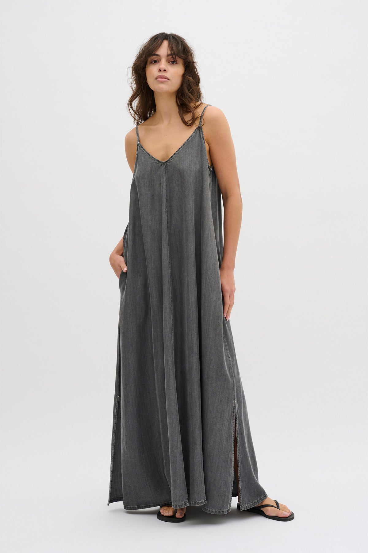 NellyMW Strap Dress Medium Grey Wash