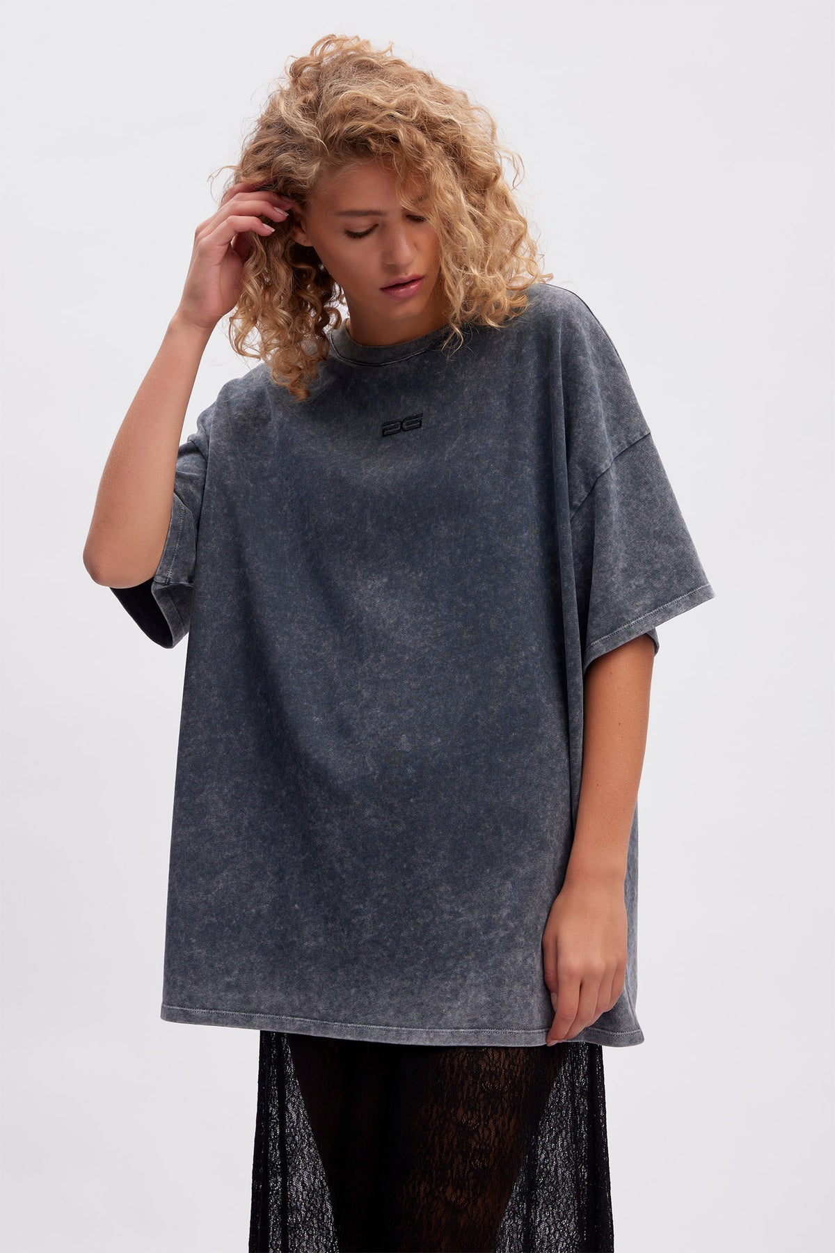 JioGZ oversize t-shirt mörkgrå tvättad - 10909249