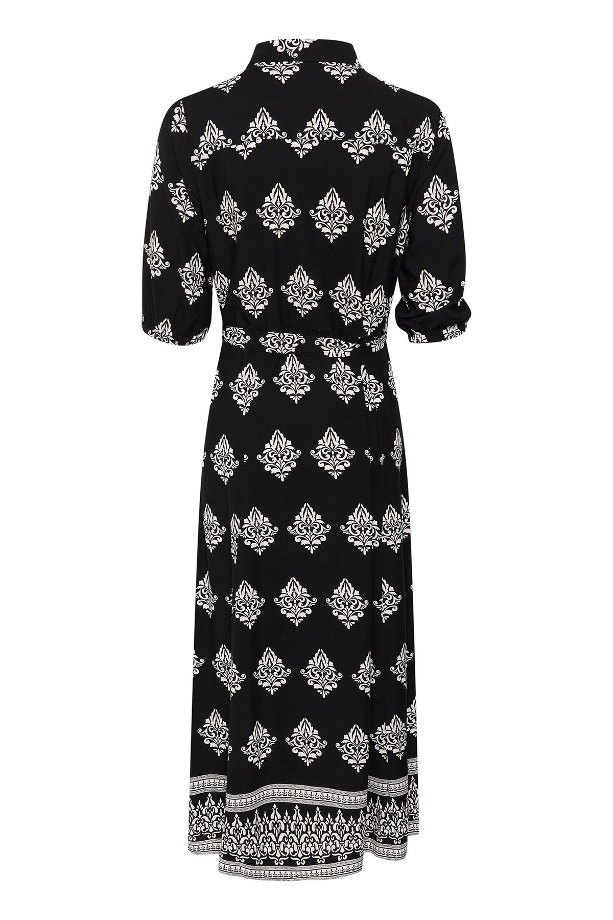 CRTiah skjortklänning SS Black Damask Pattern - 10611340