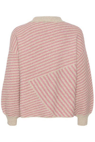 KAverana stickad tröja Feather gray mel. / Rosa - 10509061 Thumbnail