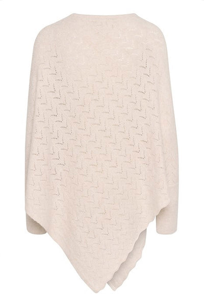 CRHoliday O-neck Stickad Poncho Oat melange - 10613709 Thumbnail