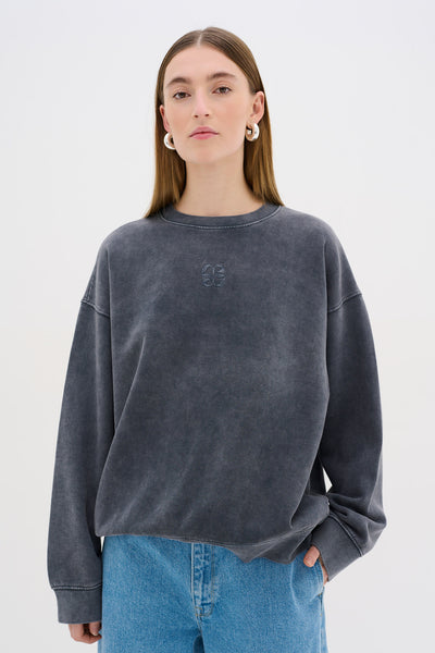 DiegoMW Logo Emb. Sweat Dark Grey Random Wash - 10704891 Thumbnail