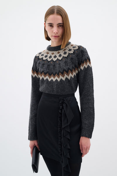 TeylorIW Fair Isle pullover Mörkgrå Fair Isle - 30109758 Thumbnail