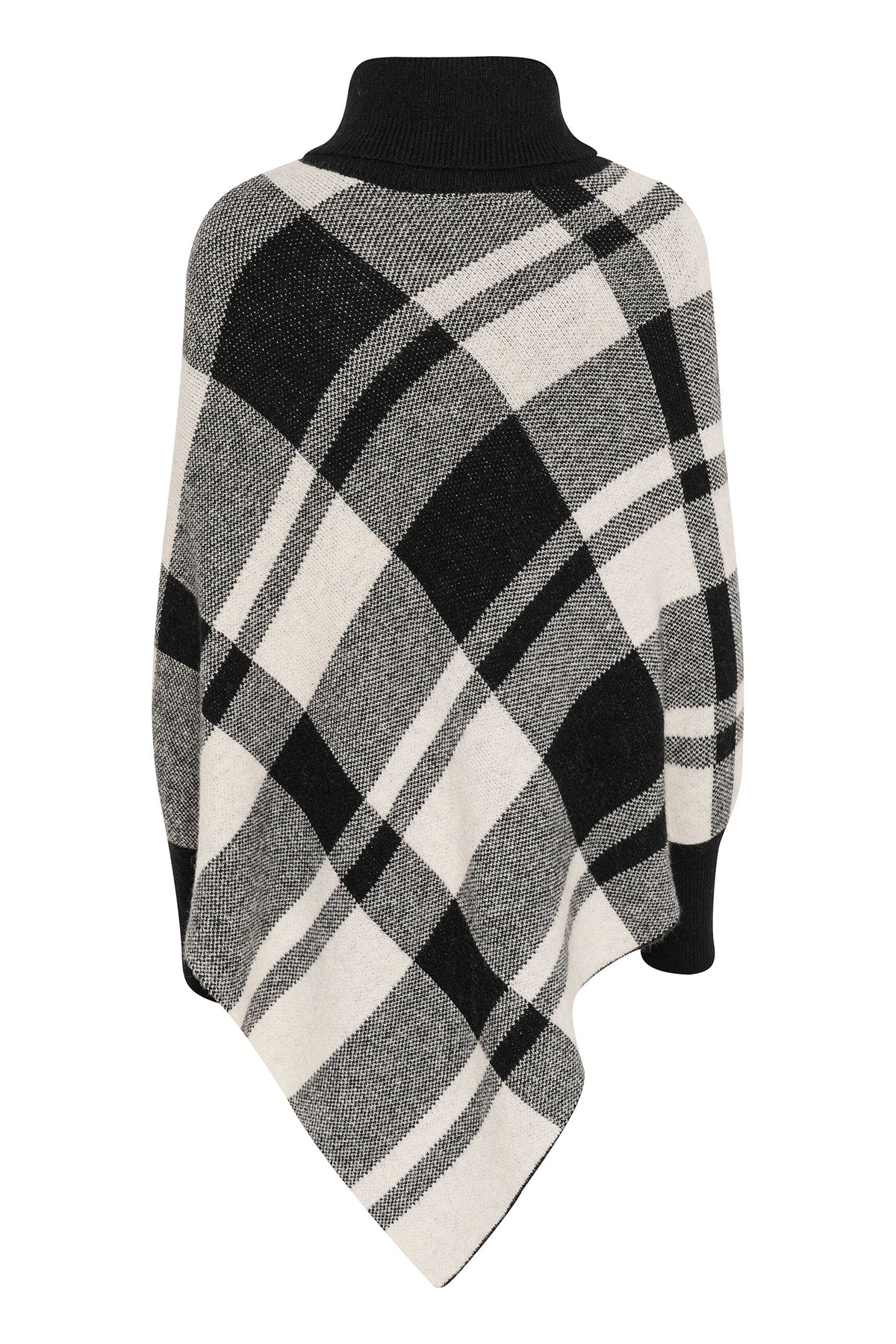 CRLivia Stickad Poncho Svartvit Rutig - 10613539