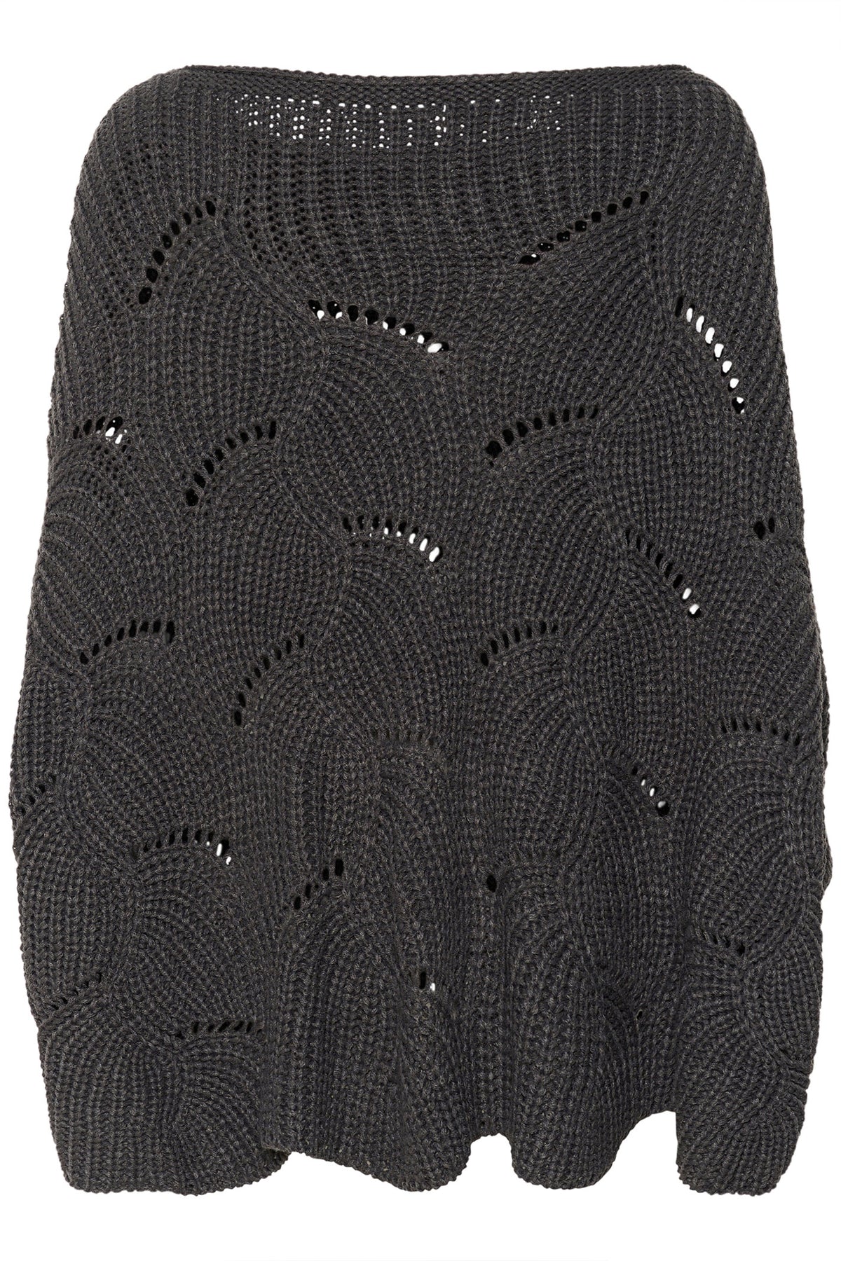 CRMistletoe Stickad Poncho ASPHALT - 10613064