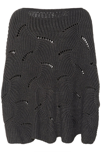 CRMistletoe Stickad Poncho ASPHALT - 10613064 Thumbnail