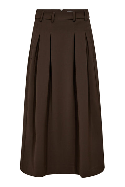 AnyaCC Pleat Skirt 83-Mocca - 34178 Thumbnail