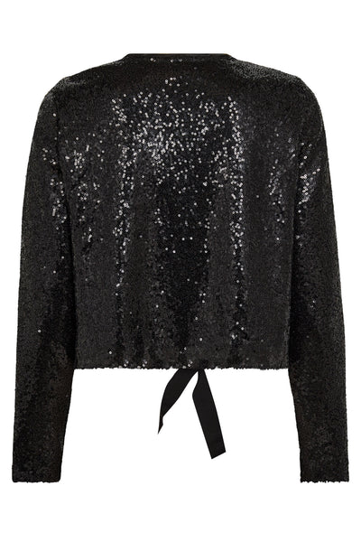 StevieCC Sequin LS Bow Blouse 96-Black - 35676 Thumbnail