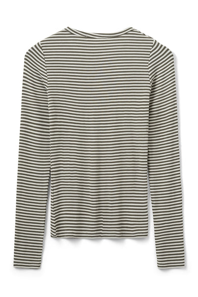 PETRICIASW STRIPE T-SHIRT LONG 3099 Army randig - SNOS433 Thumbnail