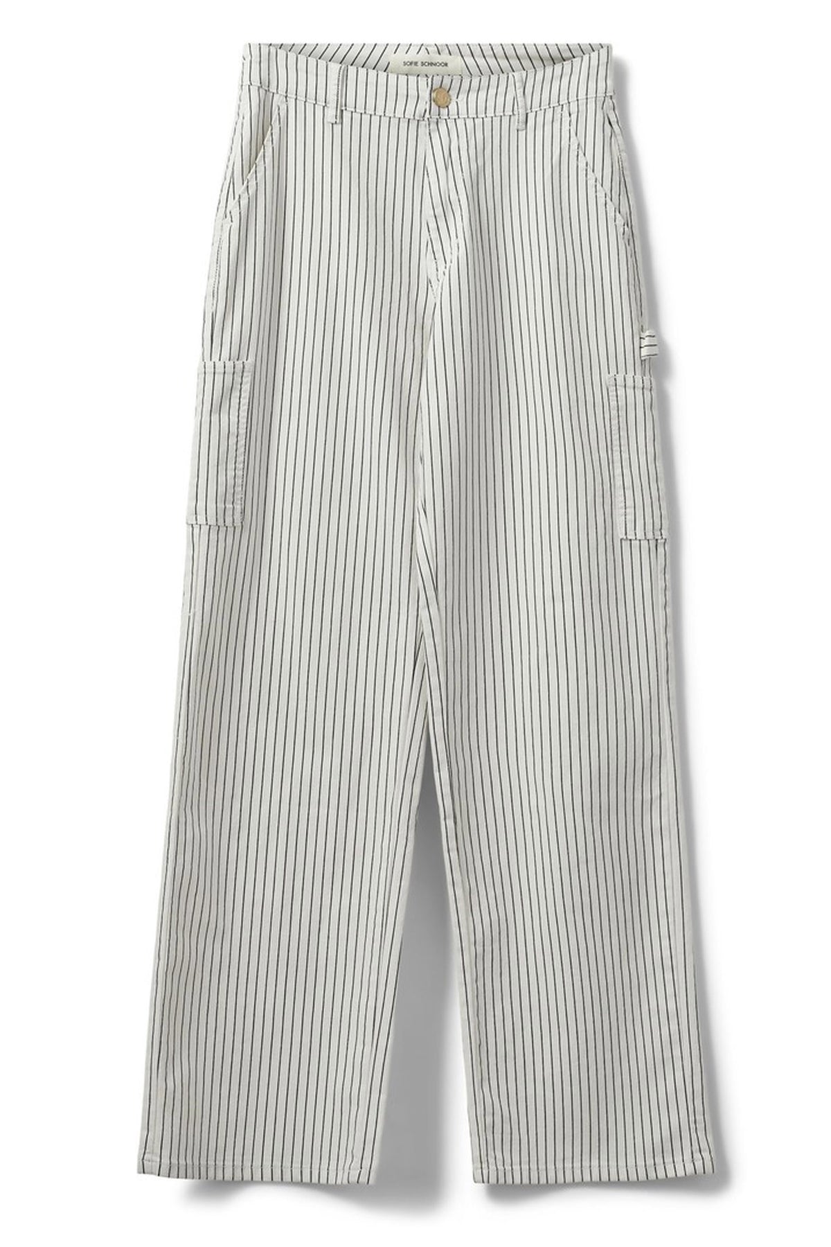 GITTESW TROUSERS 0140 Off White Striped - SNOS250