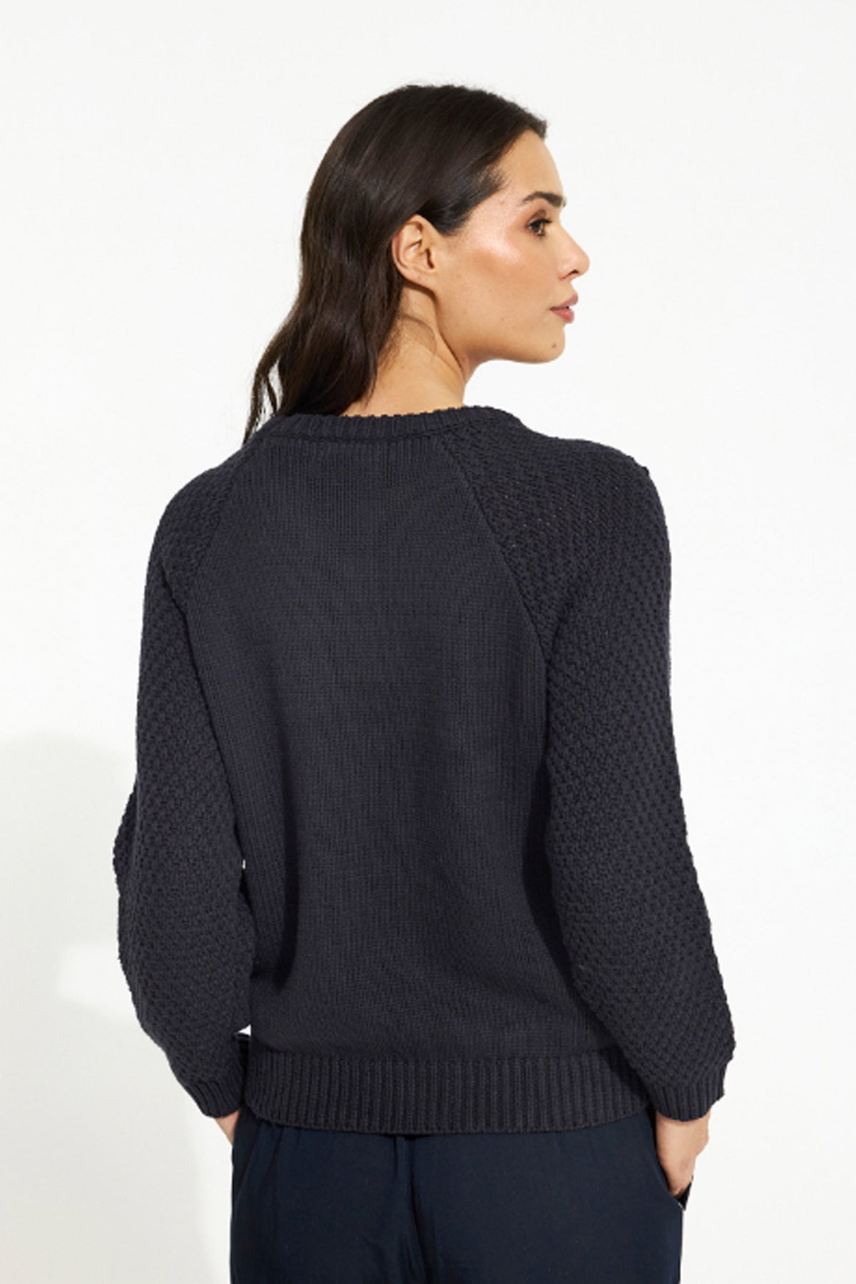 Camomille stickad blus Marinblå - 16269