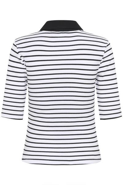 GZdrew randig polotröja Bright White / Black striped - 10910729 Thumbnail