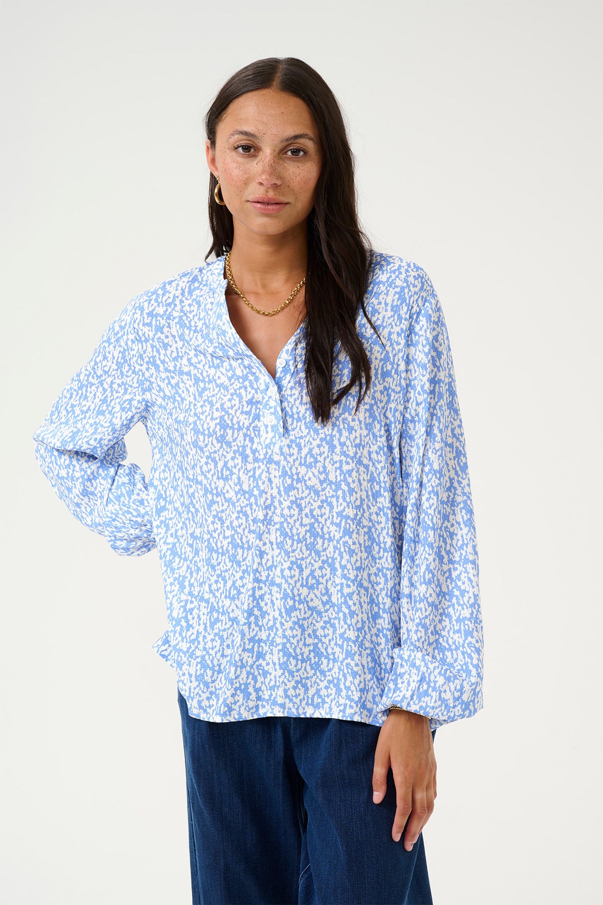 KAmathilde Blouse Blue/Chalk Graphic Print - 10509471