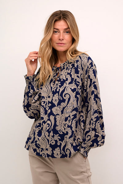 CRLucy Blus Blå Paisley - 10613156 Thumbnail