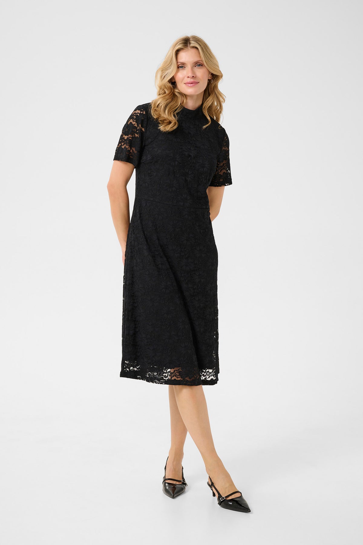 CRLasi SS Lace Dress Pitch Black - 10613851