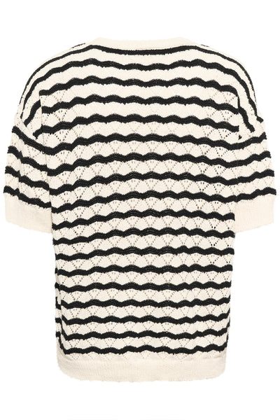CRPoppi stickad blus Salt Pepper Stripe - 10614068 Thumbnail
