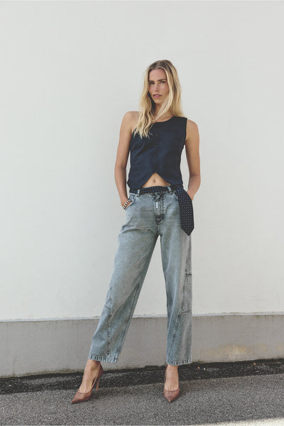 BACAMMIE CURVED JEANS Grå Denim - 50405099 Thumbnail