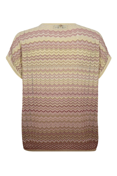 MMShani Zig Zag V-neck stickad tröja puderrosa Thumbnail
