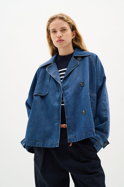 MableIW Minona Short Coat Dark Blue Denim - 30110518 Thumbnail